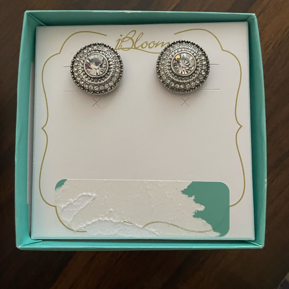 J Bloom Silver Double Halo Stud Earrings